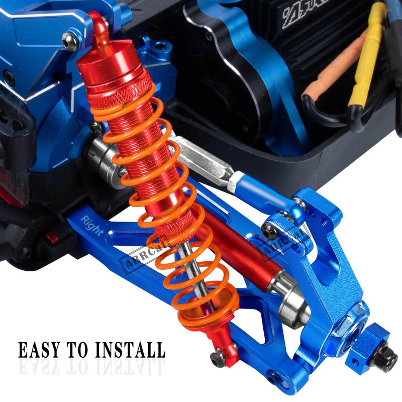 ARRCat 4PCS Full Aluminum Front Rear Shocks Upgrade Parts for 1/10 Big Rock 3s blx/Senton 3s blx 550/ Granite 3s blx 550/ Vorteks 3s blx 550 4X4, 1/10 Typhon 4X4 RC Truck,Big Bore Hops Up RC Shocks(Red) - Image 3